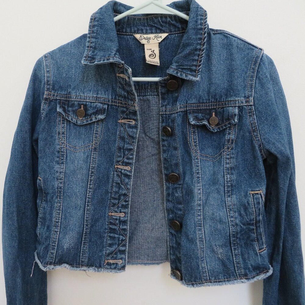 Indigo Rein Junior Women's Cropped Denim Jacket - Size Small